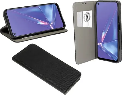 Produktbild von Buch Tasche "Smart" Oppo A72 Handy Hülle Schutzhülle mit Standfunktion, Kartenfach Schwarz