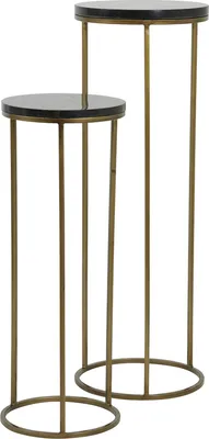 Produktbild von Light & Living Säulenset SOBRINA in schwarzem Achat und antikem Bronze – Ø30x80+Ø35x100 cm