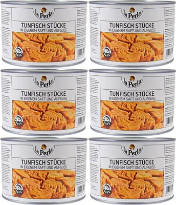 Produktbild von La Perla Thunfischstücke in eigenem Saft und Aufguss 1705g 6er Pack