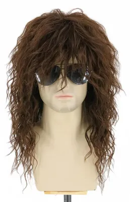 Produktbild von Perücke Vokuhila 70er 80er Herren Damen Braun für Fasching Karneval Halloween