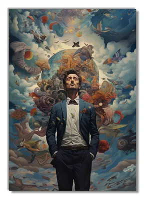 Produktbild von Wallario Poster - Gedankenuniversum, Kunstdruck Größe: 70 x 100 cm