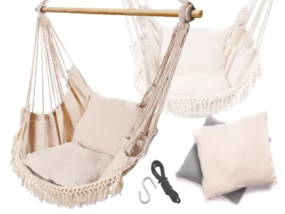 Obrázok produktu pre Kreslo závesné HAMMOCK krémové 90x120cm SW24