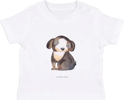Produktbild von Mr. & Mrs. Panda Babyshirt Hund Entspannen 0. - 6. Monat - Weiß - Geschenk, , Baby T-Shirt, Niedlich, Süß, Liebe, Sprüche, Baumwollshirt, Organic, Entspannt
