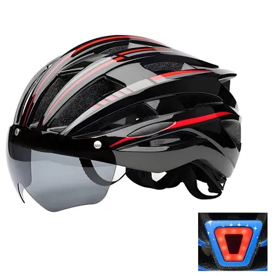 Produktbild von Fahrradhelme, mit Rücklicht, Radfahren Schutzhelm, hohe Sicherheit, verstellbar 58-61 cm, Kinnschutz, Magnetbrille, für Damen & Herren, Ultraleichter