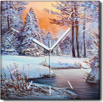 Produktbild von Coloray Uhr auf Leinwand 30x30 cm Wand Uhr Dekoration Wohnzimmer Segeltuch weiße Zeiger -Landschaft des Heiligen Flusses