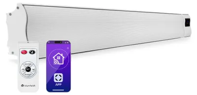 Image de Klarstein Chauffage Electrique à Infrarouge, Chauffage de Jardin 3000W, App Smart WiFi, Télécommande, Minuterie, Affichage LED, Chauffage Exterieur Terrasse, Chauffage d'Appoint Econome Sans CO2