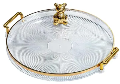 Image de Plateau décoratif rond avec anse - Transparent - 27 cm