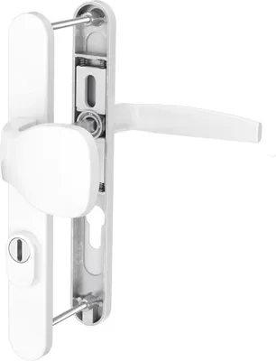 Produktbild von Schmalrahmengarnitur 8-72mm Schildgarnitur Weiss RAL9016 Langschildgarnitur PZ Knopf/Drücker 39-54mm ja