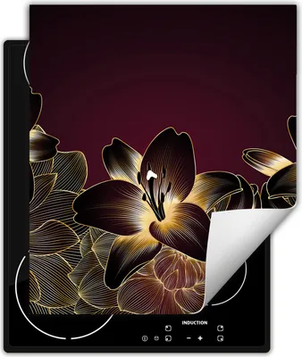 Produktbild von DarHaus Herdabdeckplatte 45x52 cm Anti Rutsch Matte Aufrollbar, Orchidee - Blumen