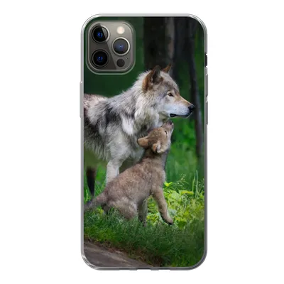 Produktbild von MuchoWow® Handyhülle Schutzhülle Hülle für iPhone 13 Pro Max Wolf - Baby - Wald Silikon Softcase Handy Hülle - Mobiltelefon