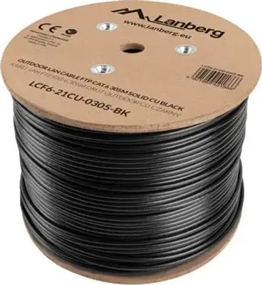 Produktbild von Lanberg Verlegekabel Outdoor Cat. 6 FTP 305m schwarz, Kupfer