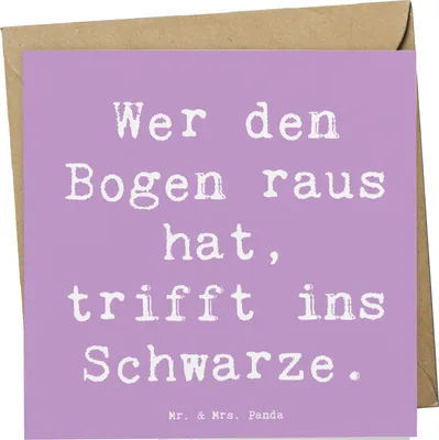 Produktbild von Mr. & Mrs. Panda Glückwunschkarte Spruch Bogensport Meister - Lavendeltraum - Geschenk, faltkarte, Teamsport, Sportart, Geduld, Klappkarte, Sportler, Grußkarte, Präzision