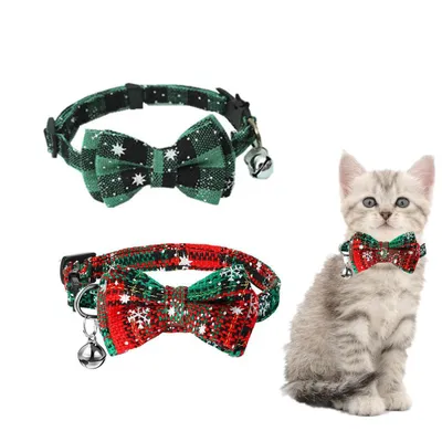Produktbild von 2 Stück Weihnachtshalsband für Katzen und Hunde,Hundehalsband, verstellbar