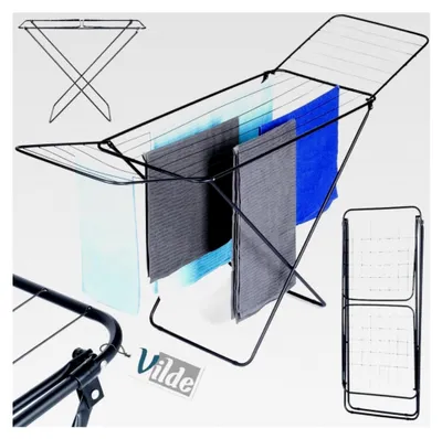 Produktbild von Wäscheständer Standtrockner aus Metall klappbar schwarz 181 cm
