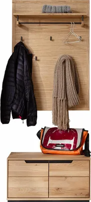 Produktbild von Garderoben-Set mit Paneel & Schuhbank in Eiche teilmassiv, 2-teilig - AVESTA-06
