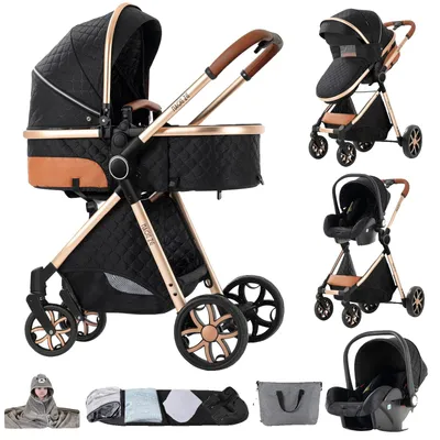 Productafbeelding van Babywagen, lichtgewicht ontwerp, compact opvouwbaar, modelnummer: YV9-BLACKGOLD1