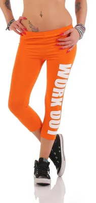 Produktbild von Leggings WORK OUT 3/4 Sporthose Baumwolle; Orange L/40