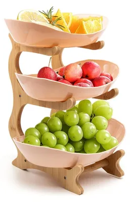 Obrázok produktu pre Trojposchodový stojan na ovocie do kuchyne s bambusovou konštrukciou