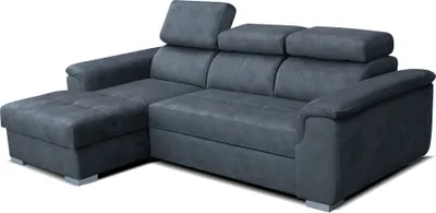 Produktbild von Robin Silver Ecksofa mit Schlaffunktion Bettkasten 3 Verstellbare Kopfstützen Sofa L-Form Schlafsofa Freistehende Eckcouch Schlafcouch Wohnzimmermöbel Wohnlandschaft Links Grau