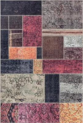 Immagine prodotto di Tappeto lavabile per soggiorno, corridoio o cucina, forma rettangolare, dimensioni 140x200 cm, design patchwork colorato realizzato in poliestere