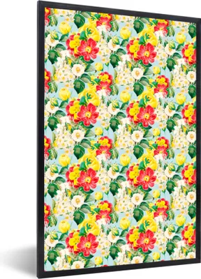 Produktbild von MuchoWow® MuchoWow® Gerahmtes Poster Blumen - Pastell - Farben 60x90 cm - Poster mit zchwarzem Bilderrahmen - Kunst