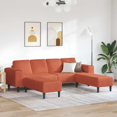 Produktbild von vidaXL Sofa Rot-Orange 250 x 188 x 76 cm Cordstoff