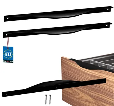 Produktbild von KOTARBAU® 2er Set Schrankgriffe Möbelgriffe 320 / 340 mm Matt Schwarz ZnAl Griffe für Küchenschränke Griffe Schubladengriff Türgriff Schrank Kantengriff