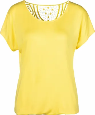 Produktbild von VIVANCE Kurzarmshirt mit Spitzeneinsatz im Rücken gelb Größe 36/38
