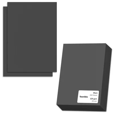 Produktbild von 200 Blatt, 120g - Tonpapier Schwarz A4, Bastelpapier Druckerpapier zum Basteln, Schwarzes Papier