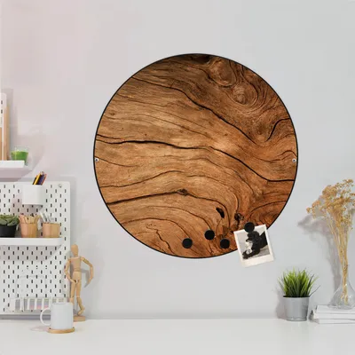 Produktbild von Design Stahlmagnettafel Schwarz Rund 47cm Trockenes Holz