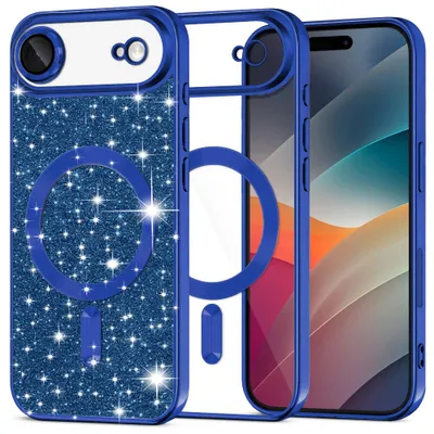 Obrázok produktu pre Techsuit - Luxury Glitter MagSafe ochranný obal na iPhone 17 Air – tmavomodrý