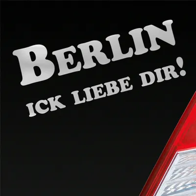 Produktbild von Auto Aufkleber Berlin Ick liebe dir! Hauptstadt 18x7,5 cm Silber Sticker Heckscheibenaufkleber