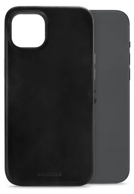 Imagen del producto de Funda de cuero premium compatible con MagSafe para Apple iPhone 15 Plus, color negro