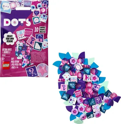Produktbild von LEGO 41921 DOTS Ergänzungsset Geheimnisse Serie 3, Set mit bunten Steinchen, DIY Kreativset mit 10 Überraschungseffekten