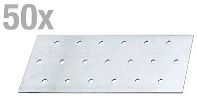 Produktbild von Alberts 50 x Lochplatten 140 x 60 mm – sendzimirverzinkt, Lochplattenwinkel & Lochwinkel