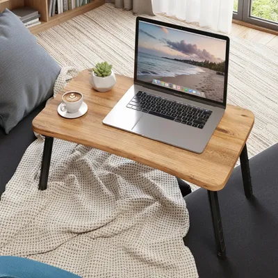 Produktbild von Laptoptisch Klappbar Betttisch Faltbar 59x35x24cm Sofatisch Beistelltisch Couch Bett 7 Farben Schreibtisch (Oak)