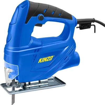 Obrázok produktu pre Kinzo Priamočiara píla - 230 V - 400 W - s odsávaním prachu - ochranný kotúč - rôzne materiály - drevo do 65 mm - kov do 6 mm - modrá