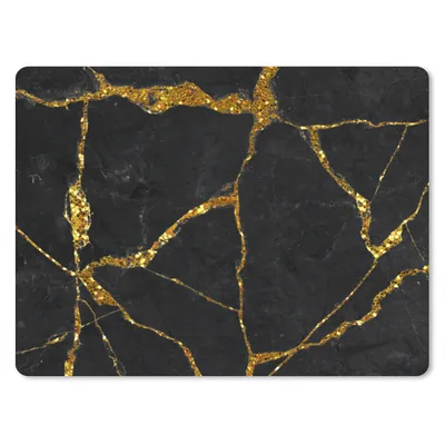 Produktbild von MuchoWow® Mauspad Mousepad Marmor - Gold - Schwarz - Marmoroptik - Glitter 40x30 cm - Mousepads - Maus Mat - Pad - Mausunterlage - Anti Rutsch