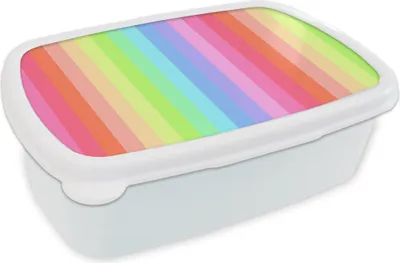 Produktbild von KitchenYeah® Lunchbox Brotzeit Brotdose 17x11 cm Regenbogen - Muster - Pastell Kinder Brotzeitdose - Lunch Box - Kinder - Sandwich-Box - Schulbox - Lunch Boxen