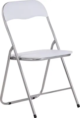 Produktbild von CLP Klappstuhl Felix Klappbarer mit Kunstleder PVC Sitz Gepolstert weiß/silber