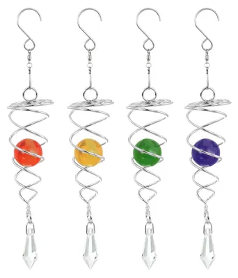 Windspinner-Set, 4 Stück, 20,3 cm, mit Glaskugel, mehrfarbig