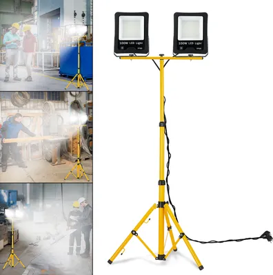 Produktbild von LARS360 2x100W LED Flutlicht Wasserdicht IP66 LED Strahler LED Scheinwerfer mit Stativ für Sportplatz Garage Garten Hinterhof Außen, Kaltweiß