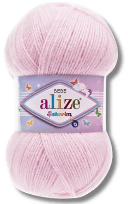Produktbild von Alize 1x 100g Sekerim Bebe Wolle, Uni, Stricken, Häkeln (Pastel Pink - 185)