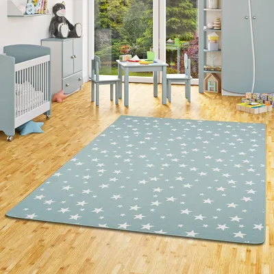Produktbild von Kinder Spiel Teppich Sterne Mintgrün, Größe:140x200 cm