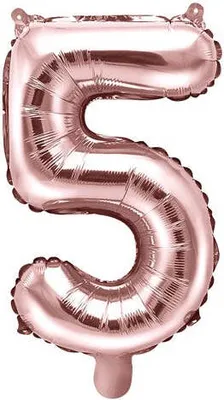 Produktbild von Folienballon Zahl „5“, 35cm, Roségold