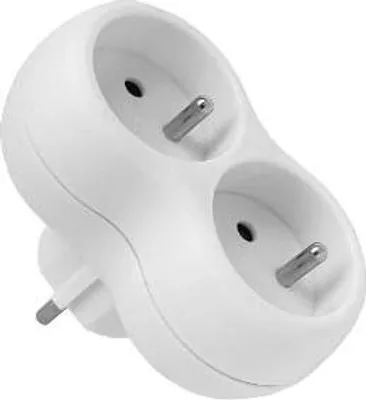 Produktbild von 2-Steckdosen-Verteiler mit geerdetem Stecker weiß Elgotech R-20CA
