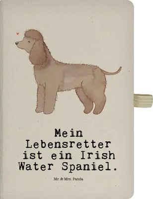 Produktbild von Mr. & Mrs. Panda Notizbuch A5 Irish Water Spaniel Lebensretter - Transparent - Geschenk, Jagdhund, Tagebuch, Journal, Kariert, Kladde, Reisetagebuch