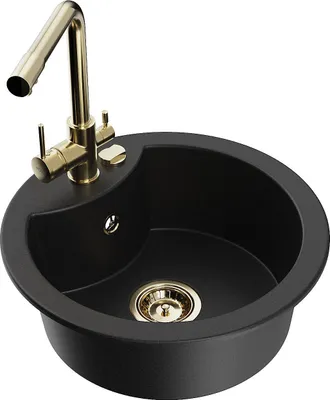 Produktbild von Mexen Diego 1-Becken-Granit-Spüle mit Mischbatterie Duero, Schwarz - 6512-77-671600-50