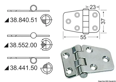 Obrázek produktu pro Závěs s centrálním čepem 55 x 37 mm Osculati 38.552.00