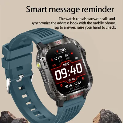 Produktbild von Outdoor-Smart-Sportuhr HD-Bildschirm 2,01 Zoll Kompass IP68 BT 5.0 App für Wandern Laufen Radfahren Blau